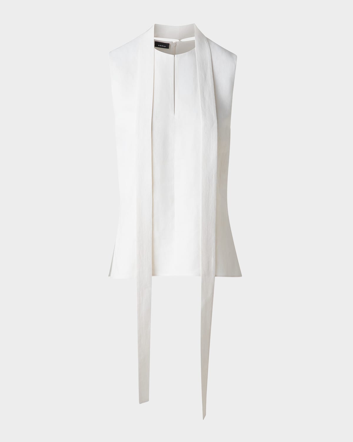 Shop Akris Neck-tie Stonewash Twisted Linen-blend Sleeveless Blouse In Ecru