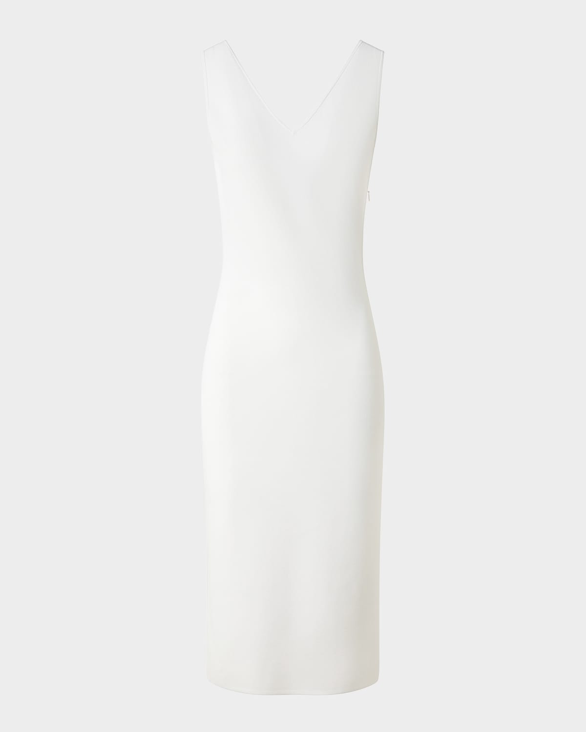 Akris V-neck Sleeveless Knit Midi Dress In Ecru