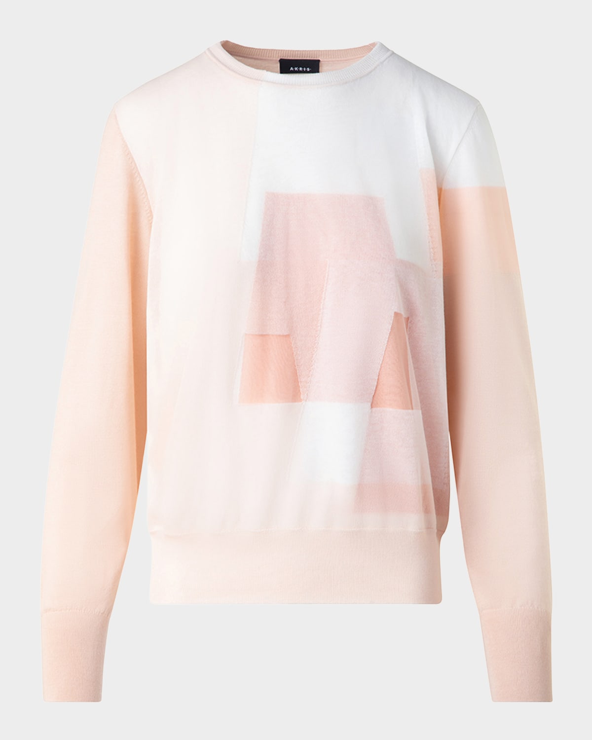 AKRIS TRAPEZE RAYONNANT INTARSIA DOUBLE-LAYER KNIT SWEATER 