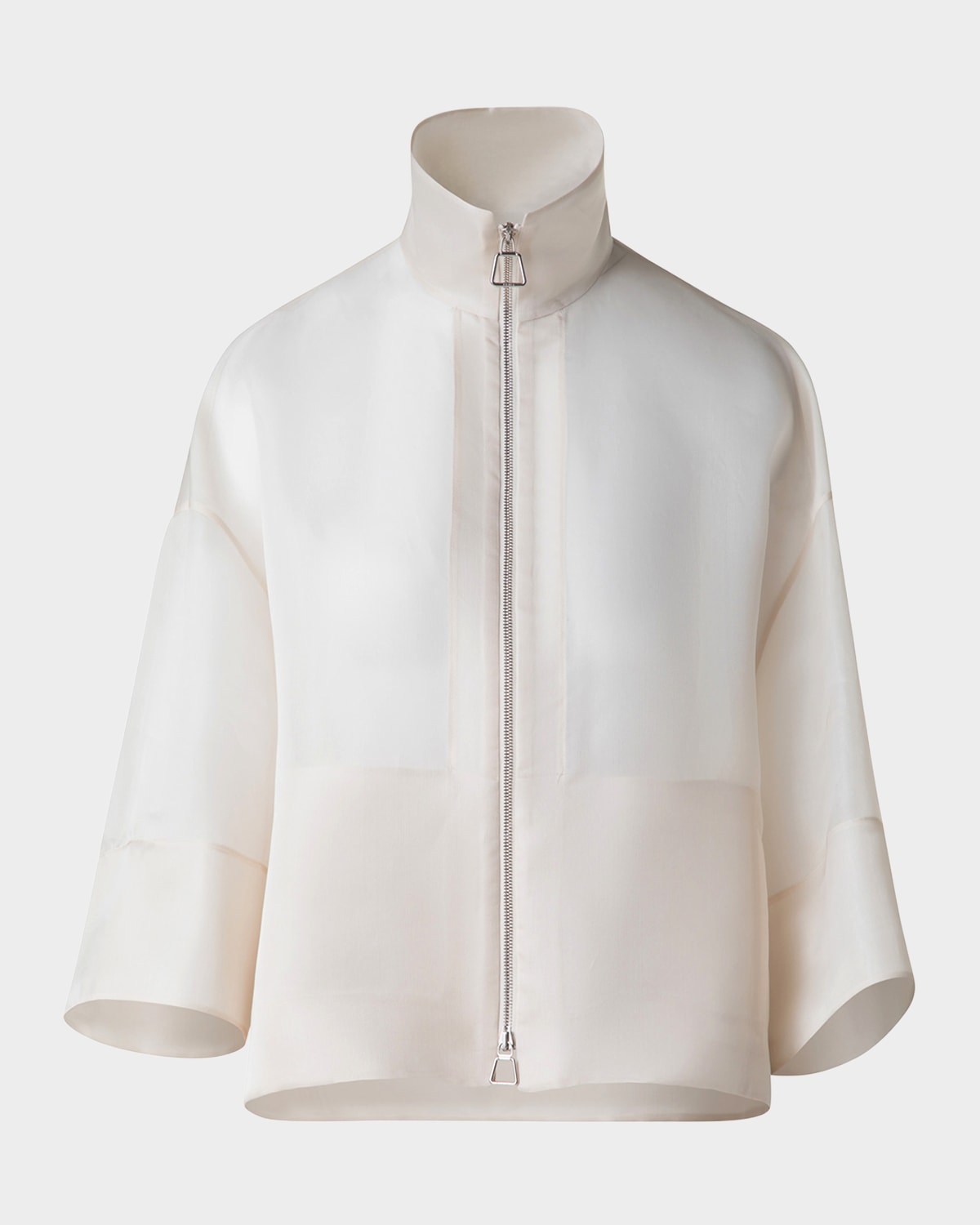 Akris Philia Panama Silk Jacket In Greige