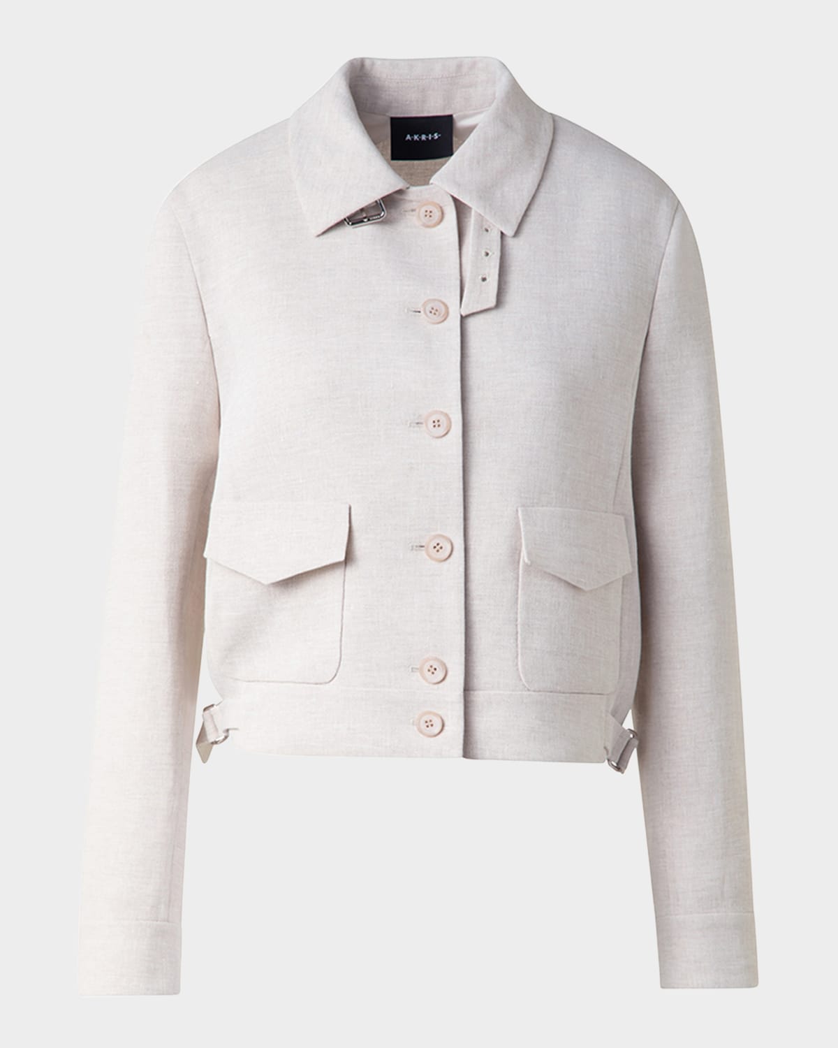 AKRIS PEER TWISTED LINEN DOUBLE-FACE JACKET 