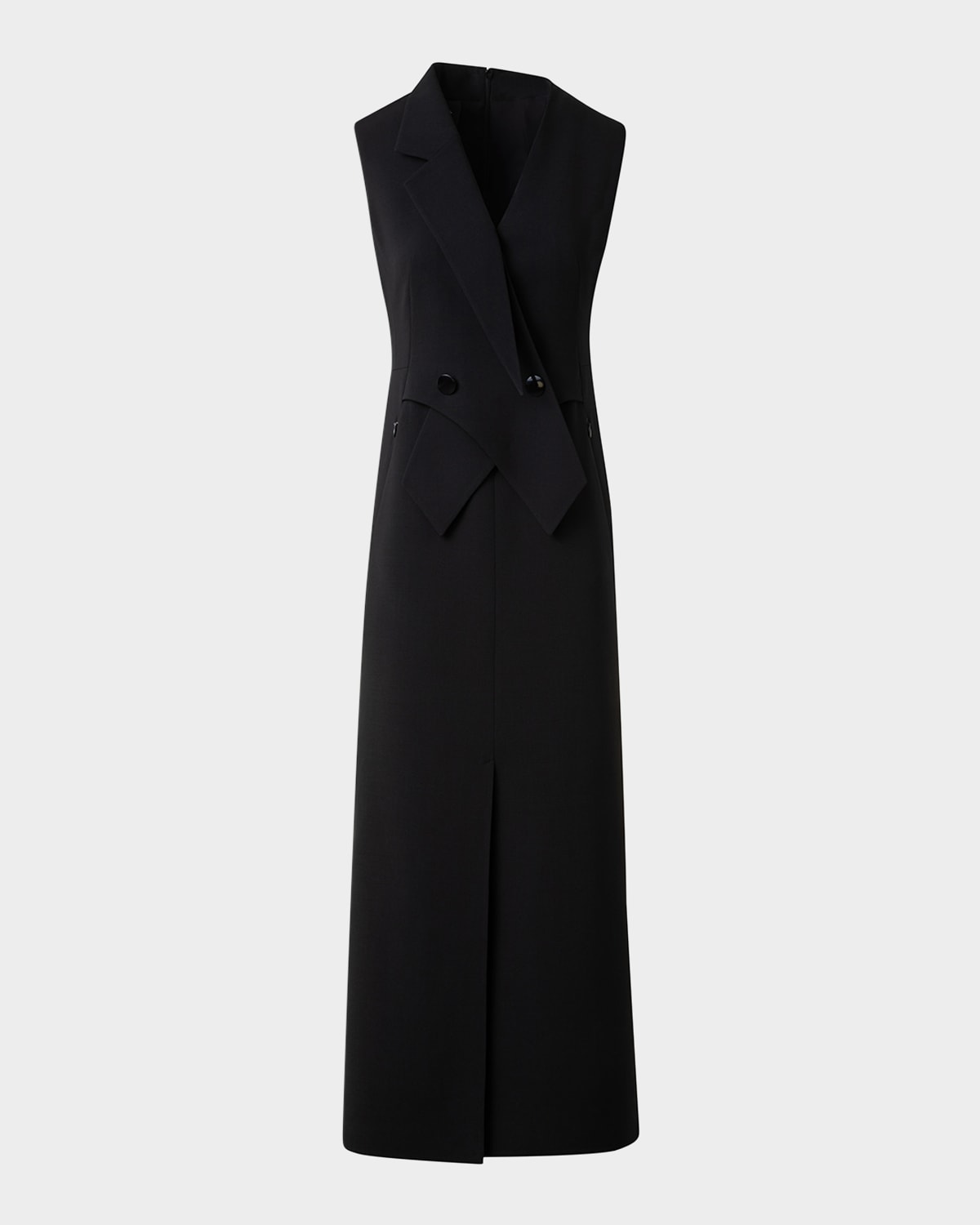 Akris Double-face Wool Midi Sheath Dress In Black