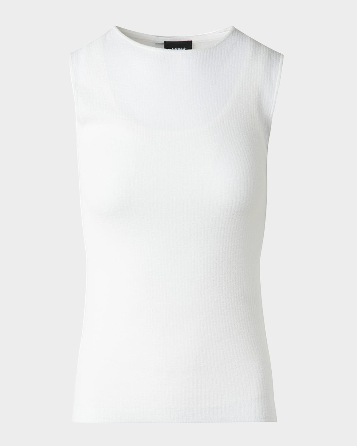 AKRIS STRUCTURED DOUBLE-LAYER COTTON BLEND KNIT TOP 