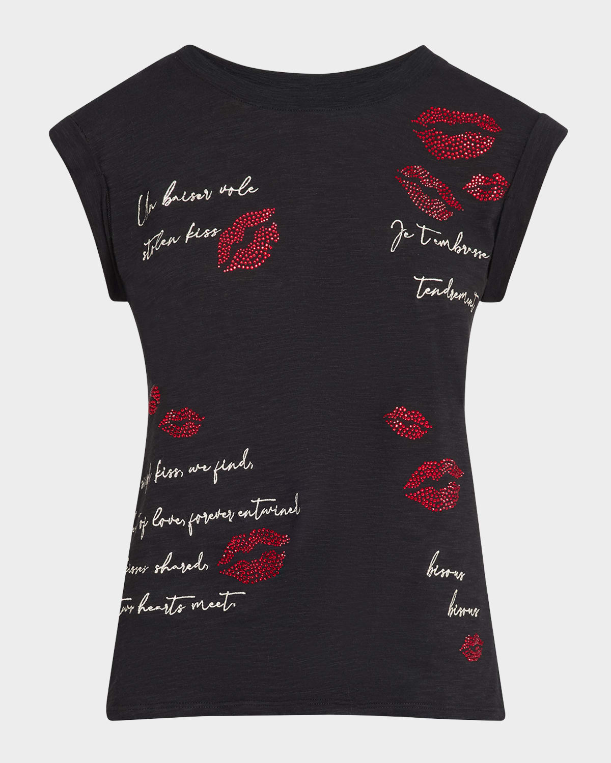Cinq À Sept Bella Kissing Booth Tee In Blackred