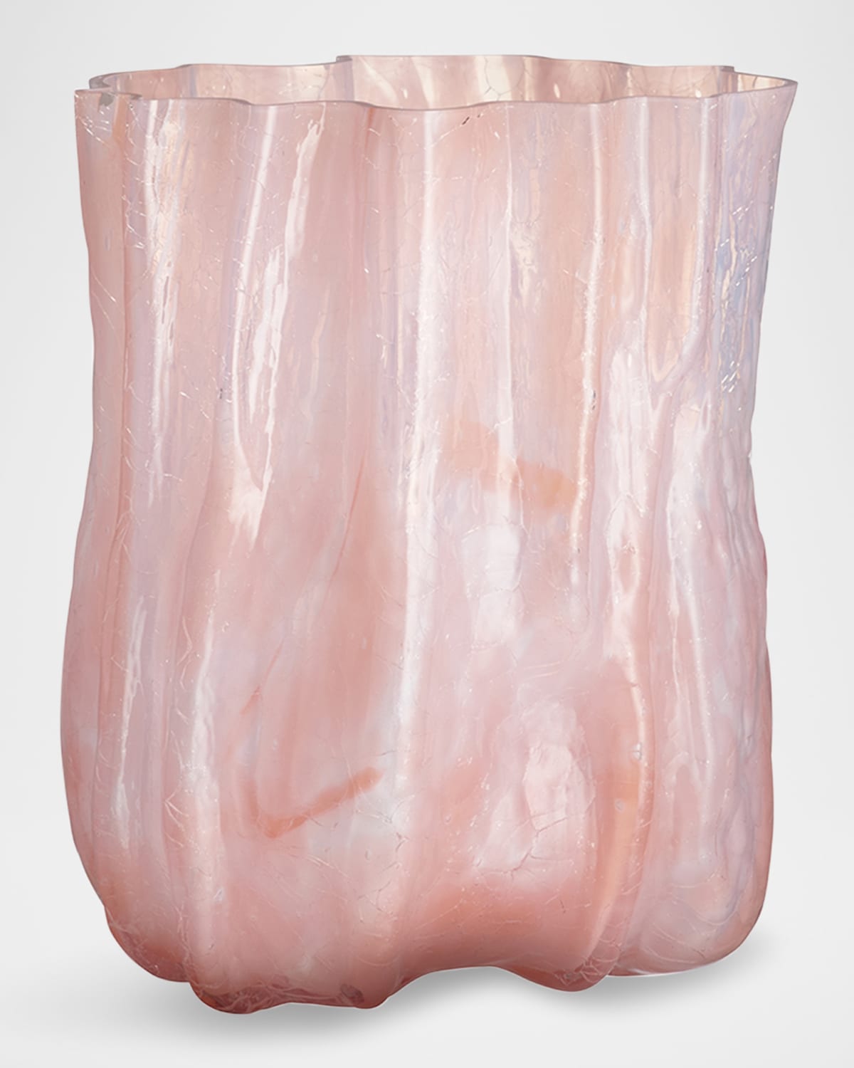Kosta Boda Crackle Tall Vase In Light Pink