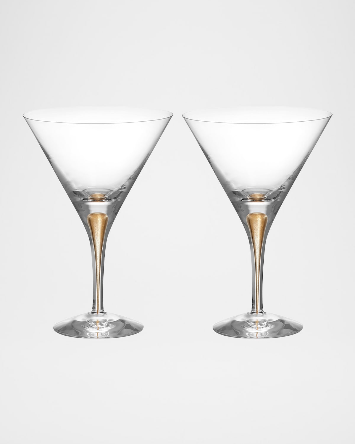 Orrefors Intermezzo Gold Set Of 2 Martini Glasses In Gold