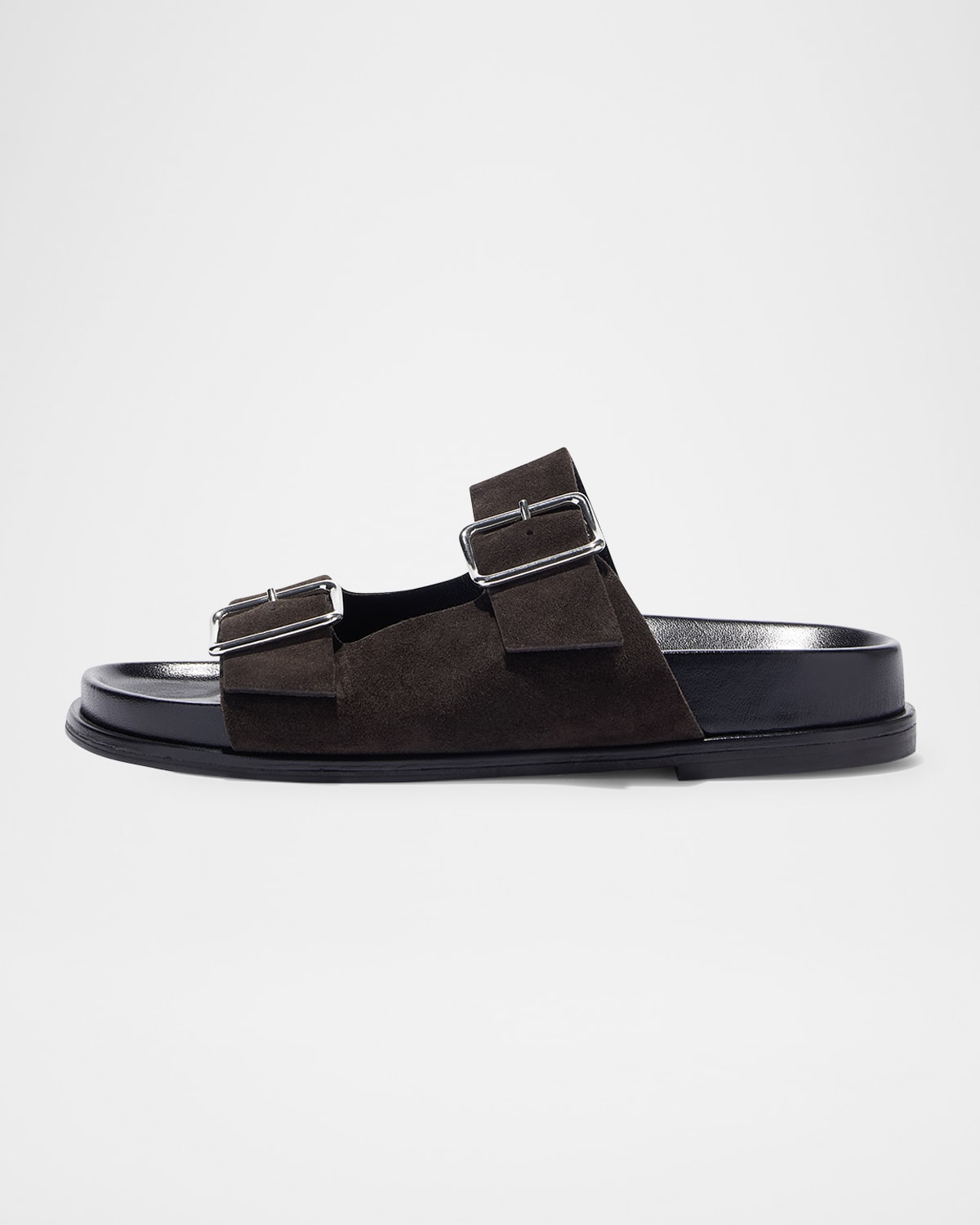 Meena Suede Dual-Buckle Slide Sandals