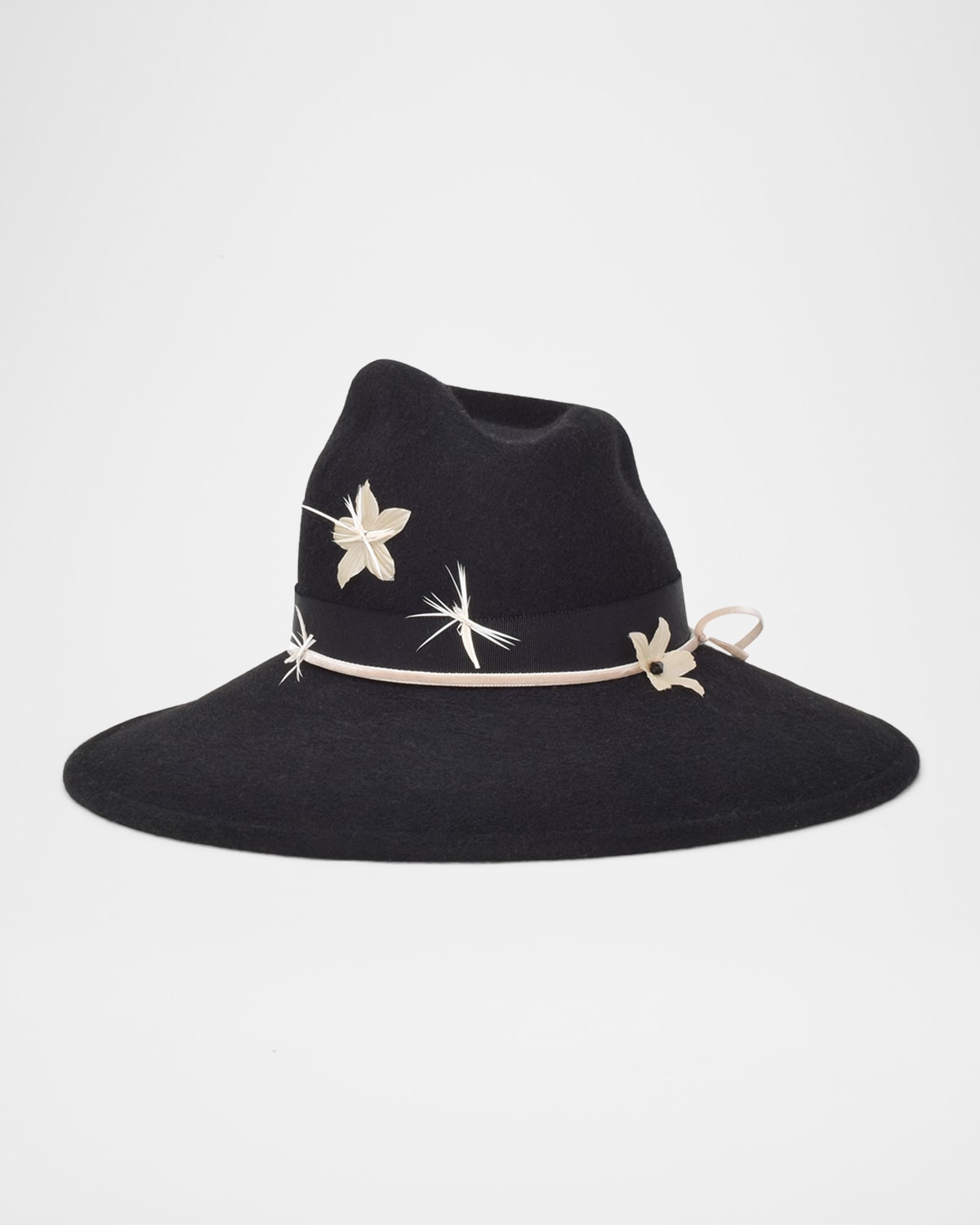 Drake Flower Rabbit Hair Fedora Hat