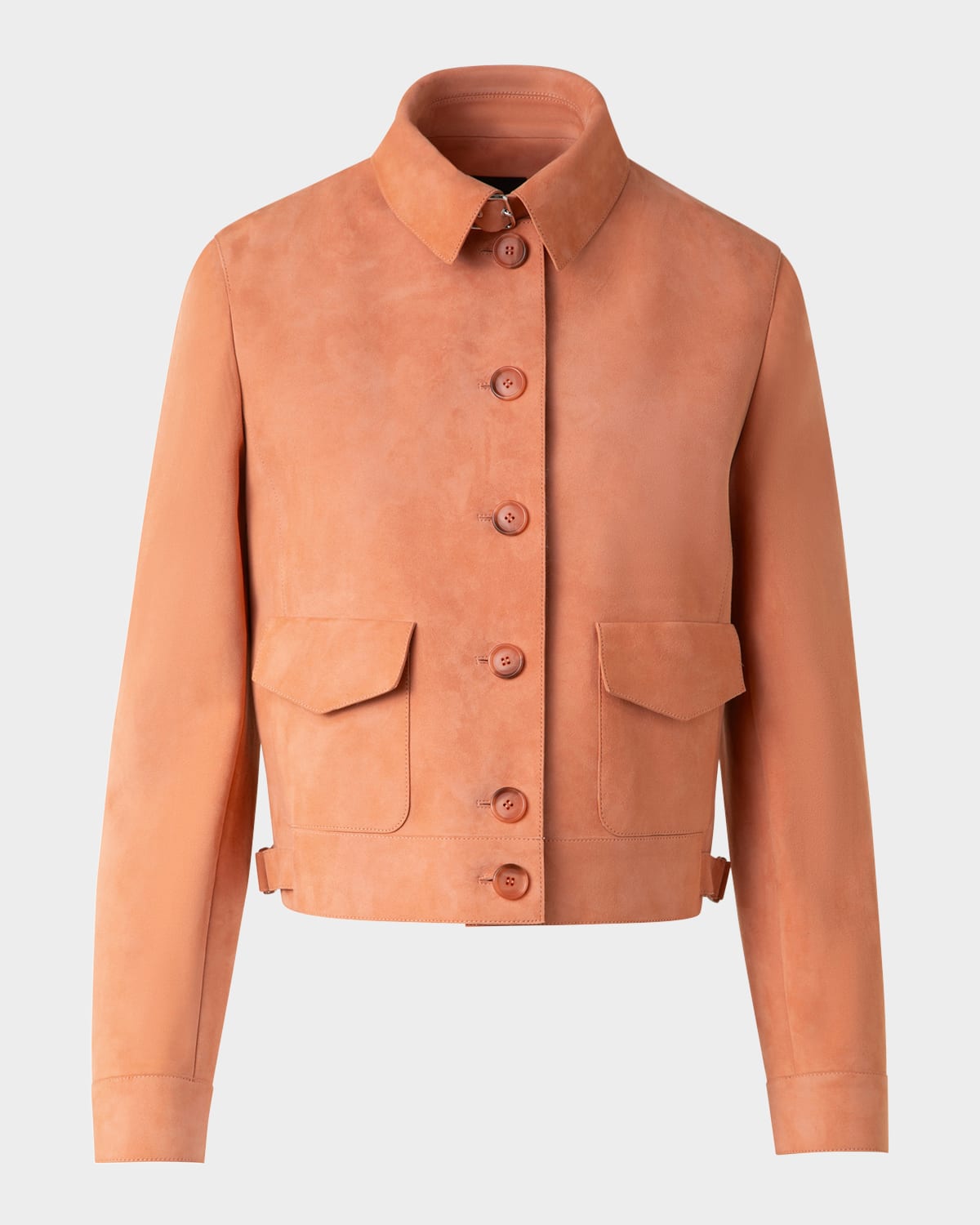 Akris Peer Nubuck Leather Short Jacket In Sienna