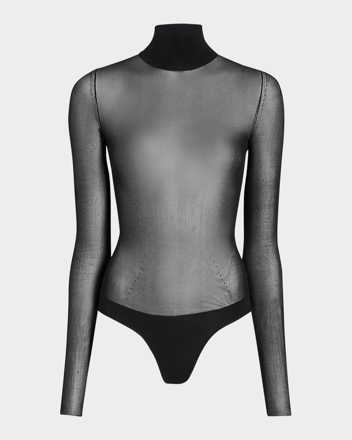 KHAITE TALLIN SHEER MESH TURTLENECK BODYSUIT 