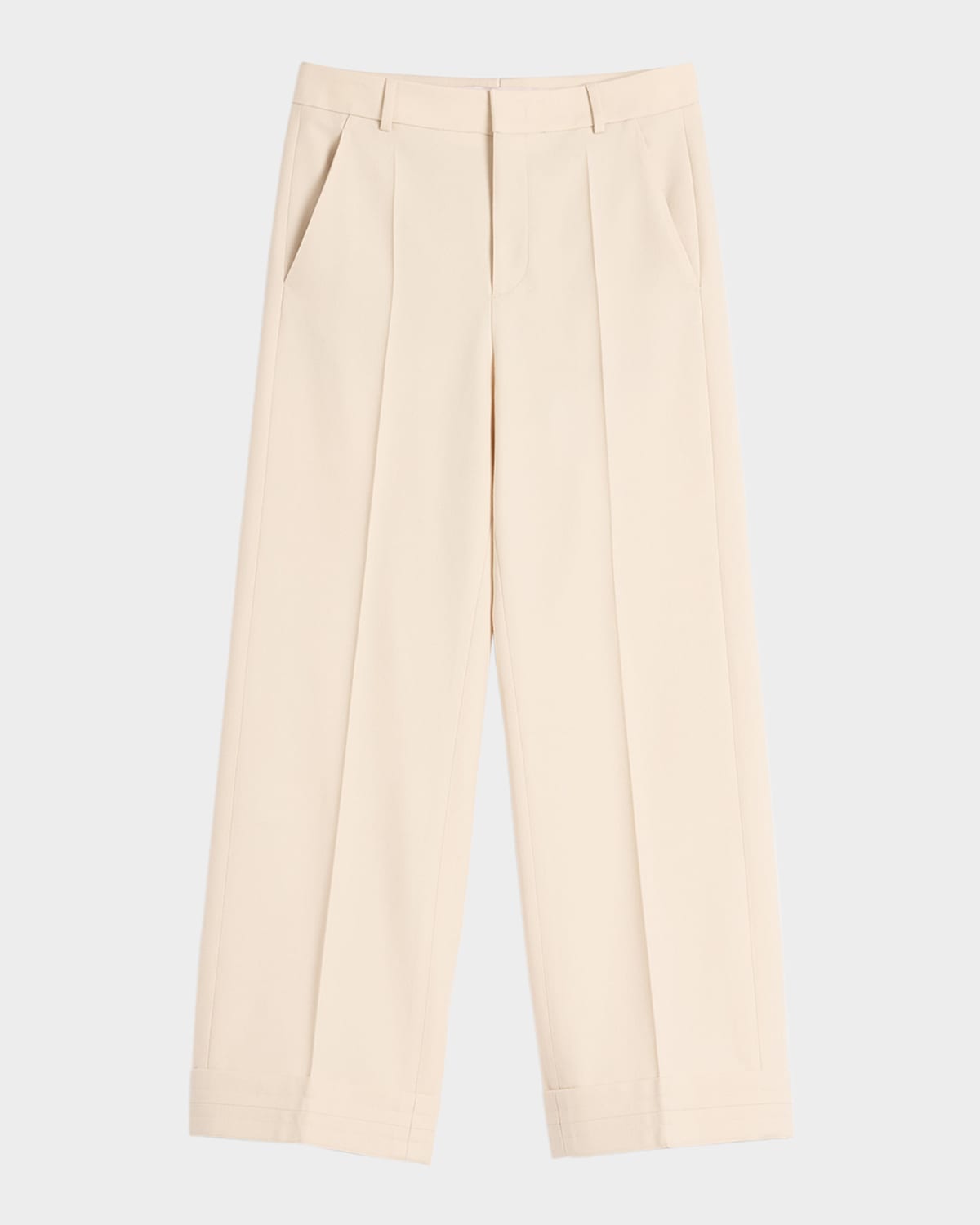 Valentino Wool Gabardine Trousers With Turn-ups In Butter