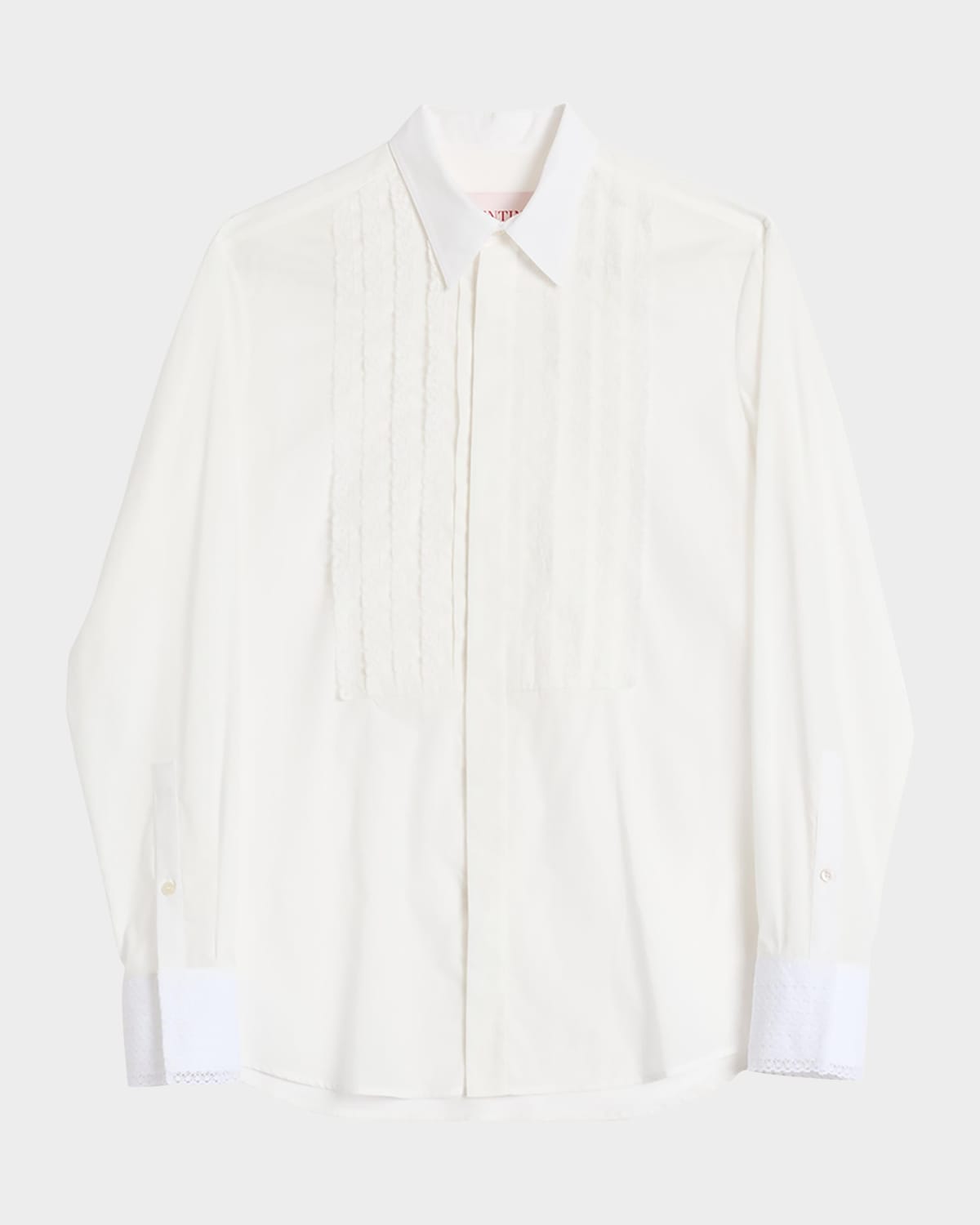 VALENTINO MEN'S LACE-PLASTRON TUXEDO SHIRT 