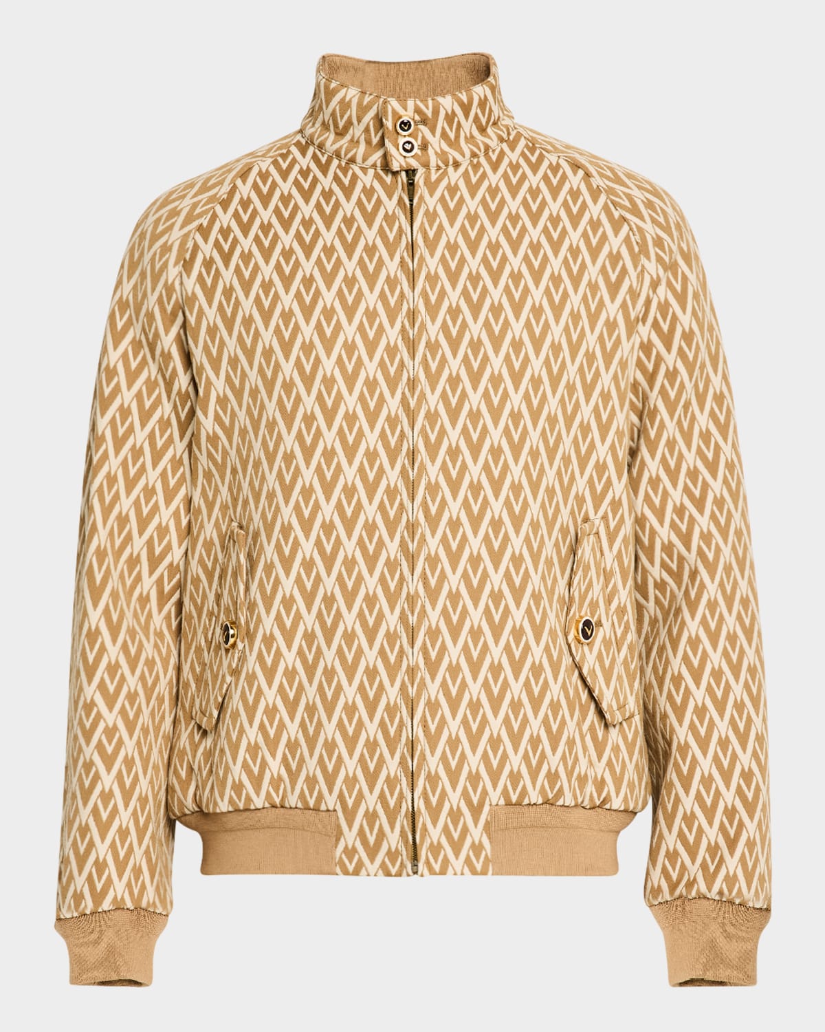 Valentino Mens  Logo-embroidered Relaxed-fit Wool Bomber Jacket In Camel/cream
