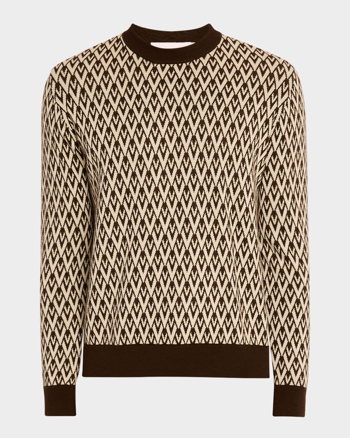 Valentino Monogrammed-intarsia Wool Jumper In Dk Brown