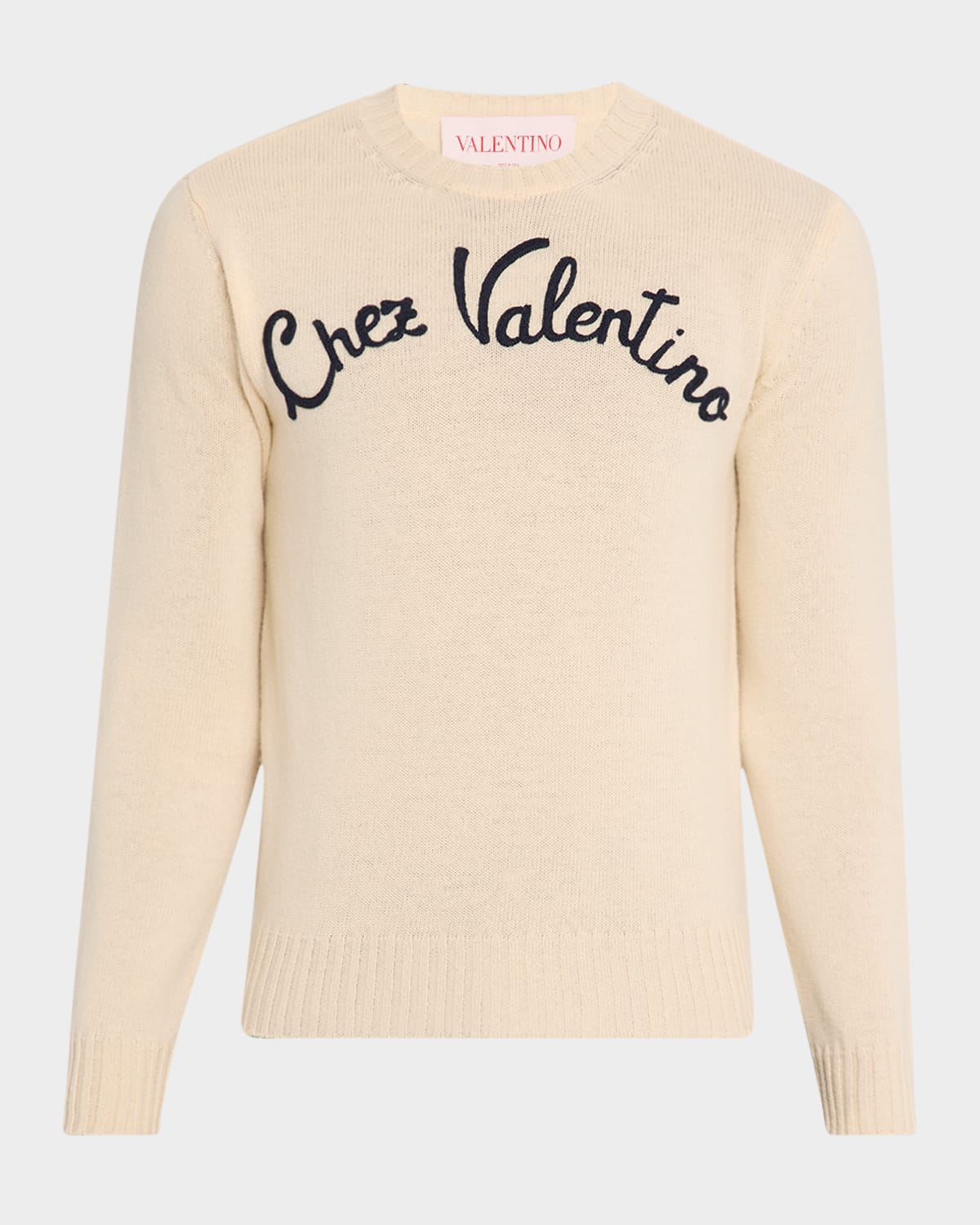 Valentino Beige Embroidered Wool Sweater In Yellow