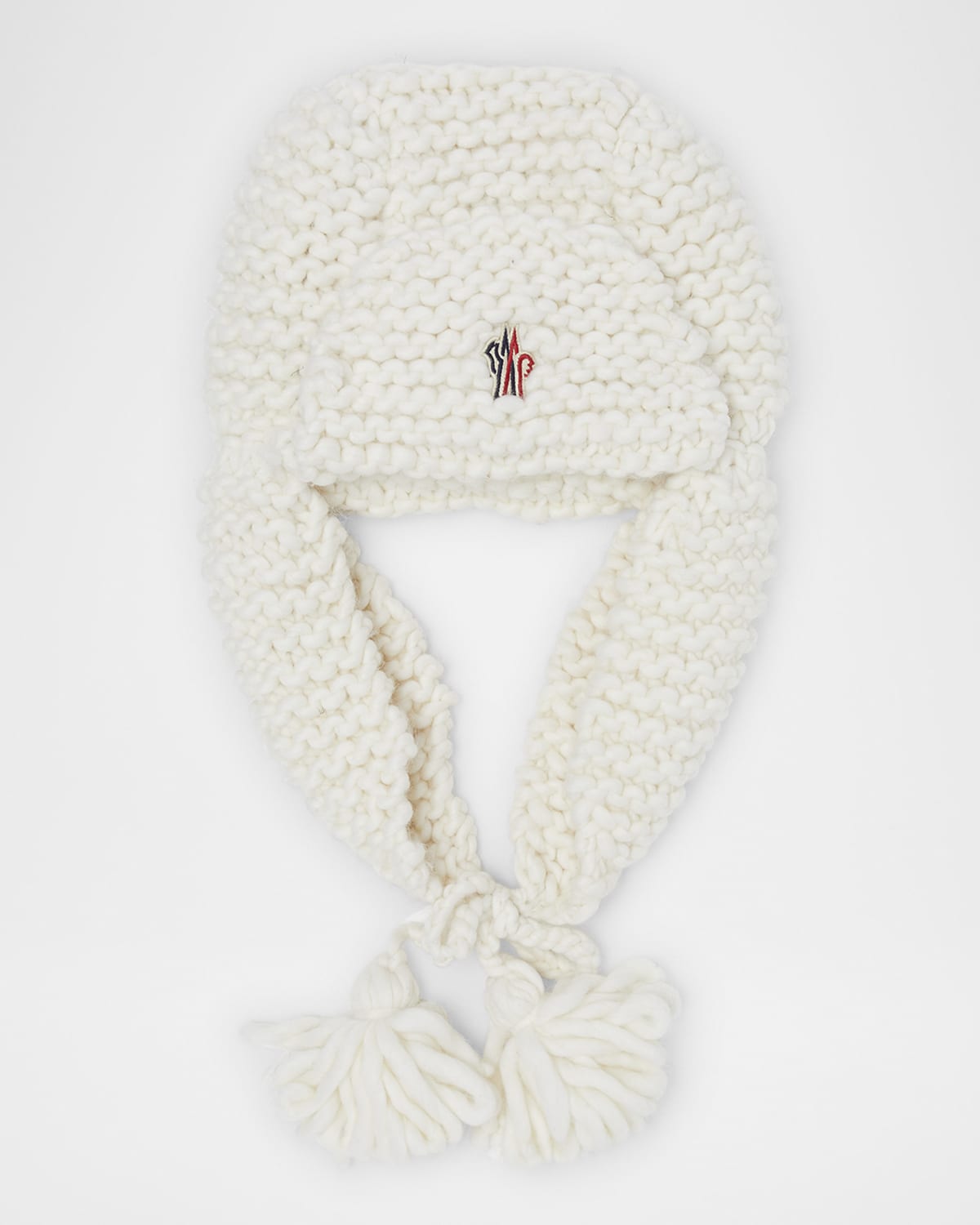 Moncler Kids' Wool Logo Aviator Cap In White