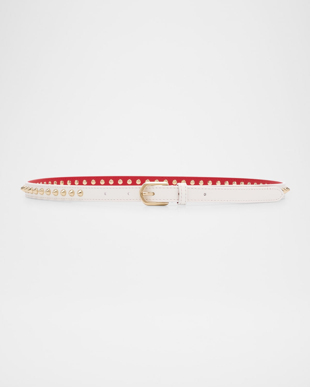 Christian Louboutin Cabata Paris Spike Skinny Belt In Calf Leather