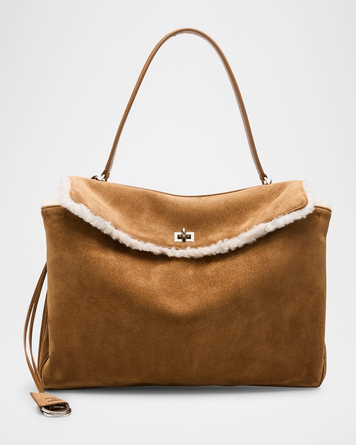 Balenciaga Womens  Rodeo Suede Top Handle Bag In 2590 Noce/white