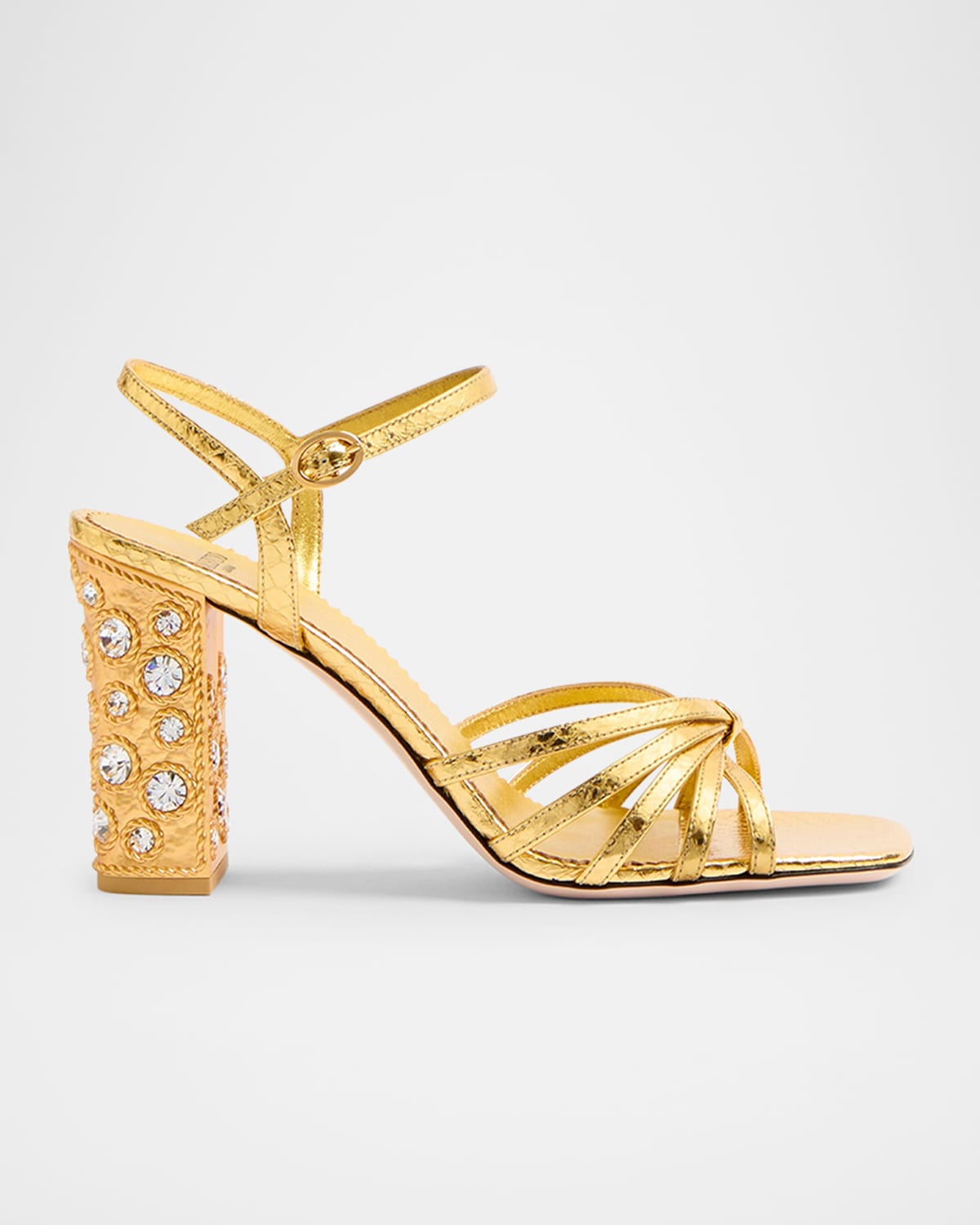 Valentino Preshoes High-heeled Sandals In Vintage Gold/crystal