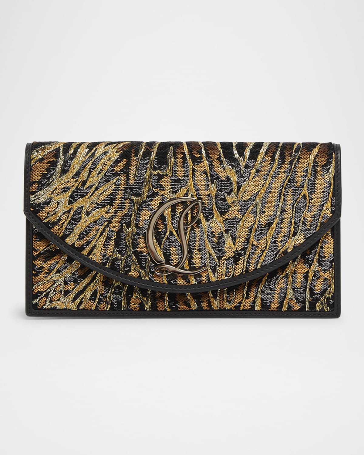 Loubin54 Ocelot Sequined Satin Clutch Bag