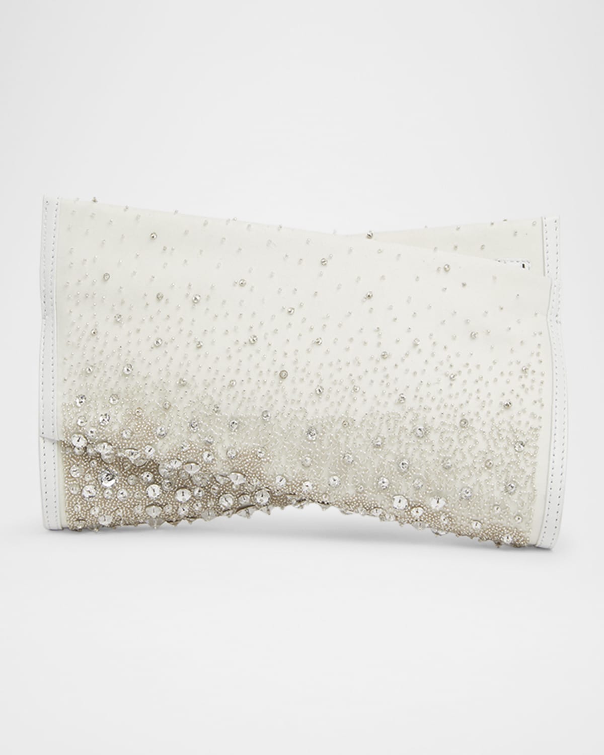 Christian Louboutin Loubitwist Small Embellished Satin Clutch Bag In Bianco/crystal