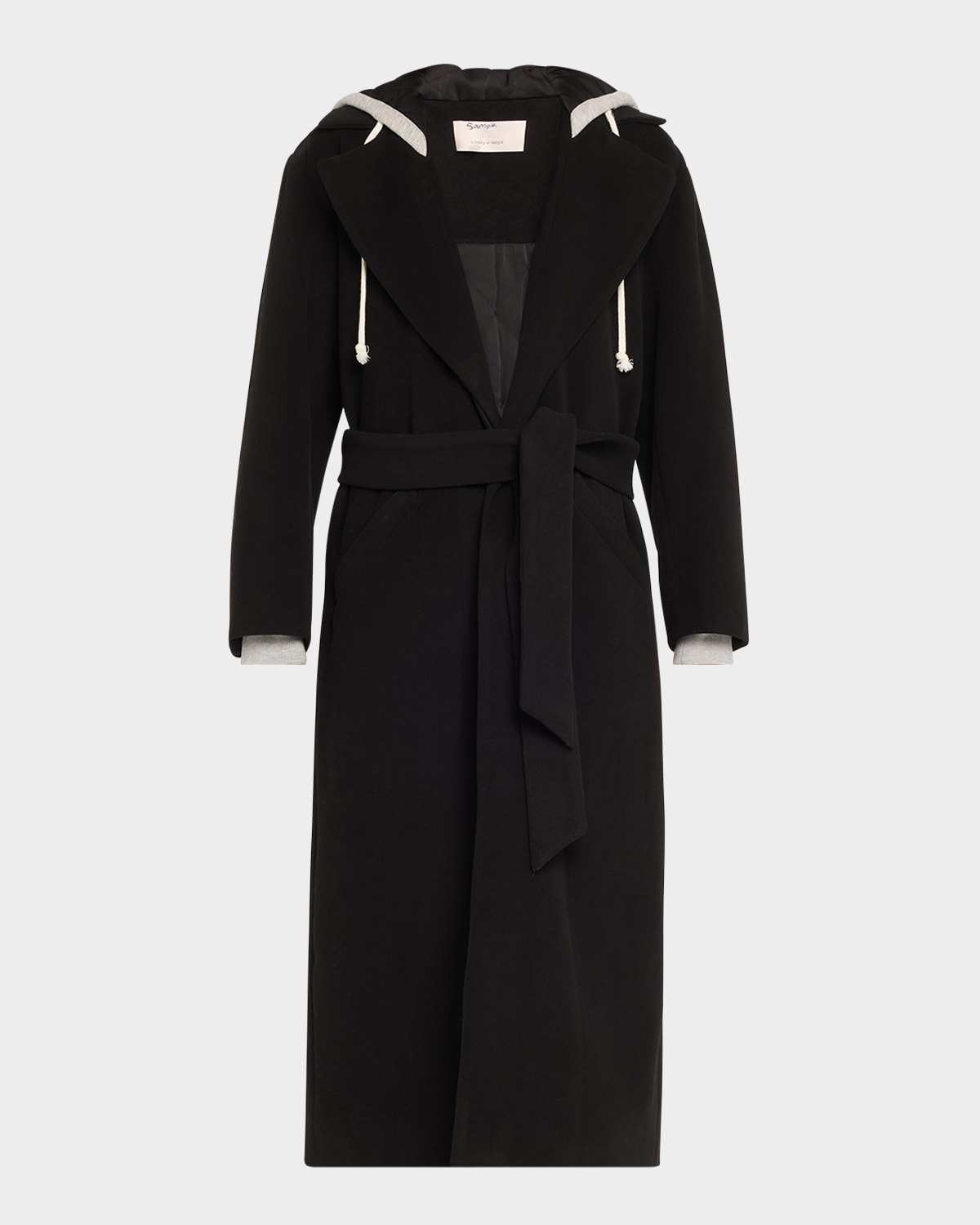 Cinq À Sept Cinq A Sept Vander Hooded Coat In Black Heather Grey