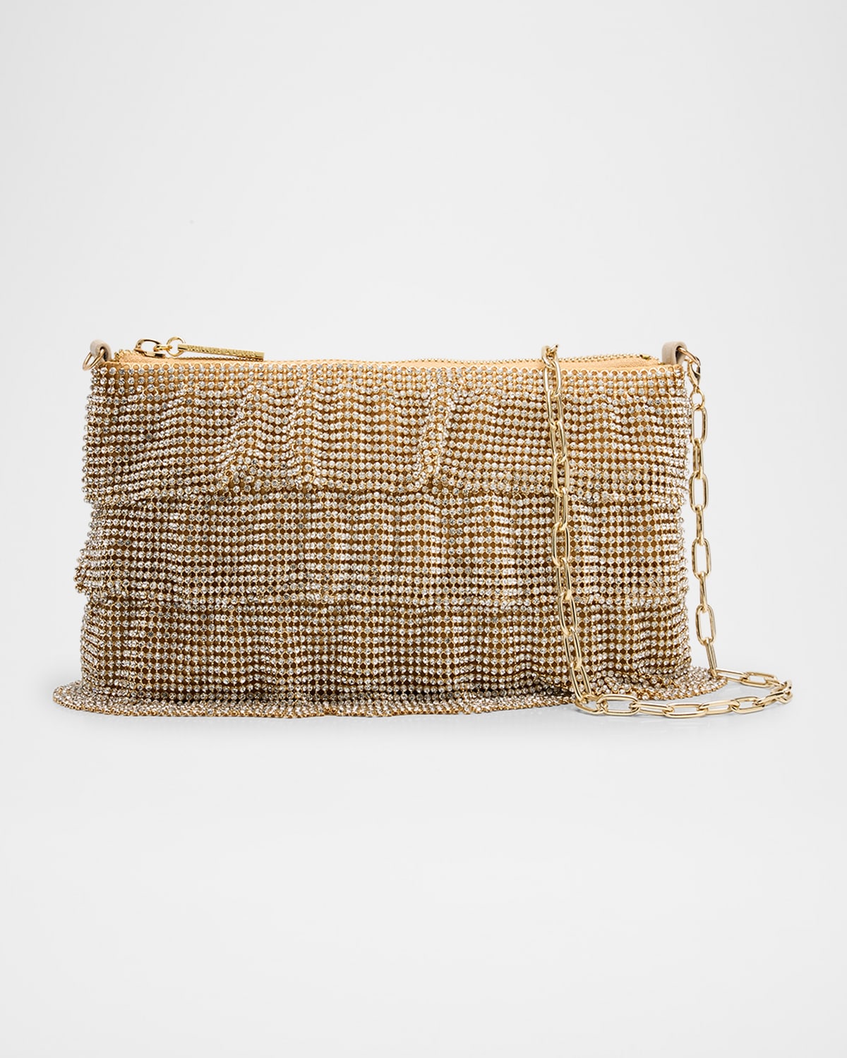 Whiting & Davis Evening Mesh Chain Shoulder Bag In Gold Crystal