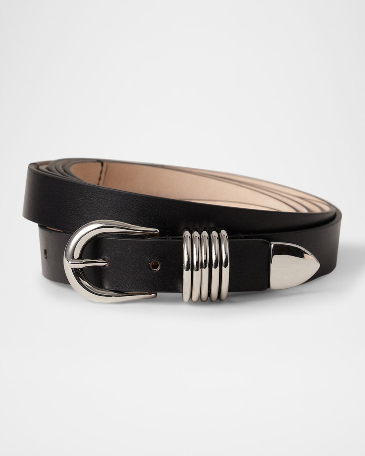 Dehanche Hollyhock Leather Belt In Black Silver