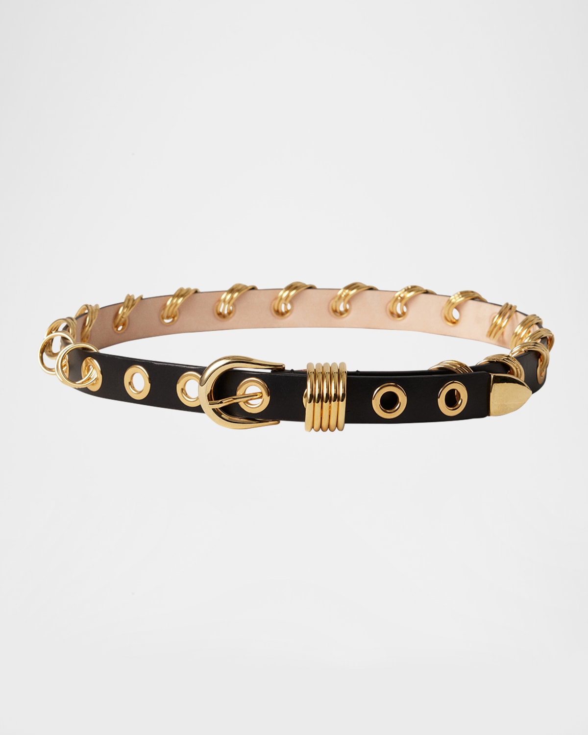 DEHANCHE REVENGE GROMMET RIVET & RINGS LEATHER BELT 