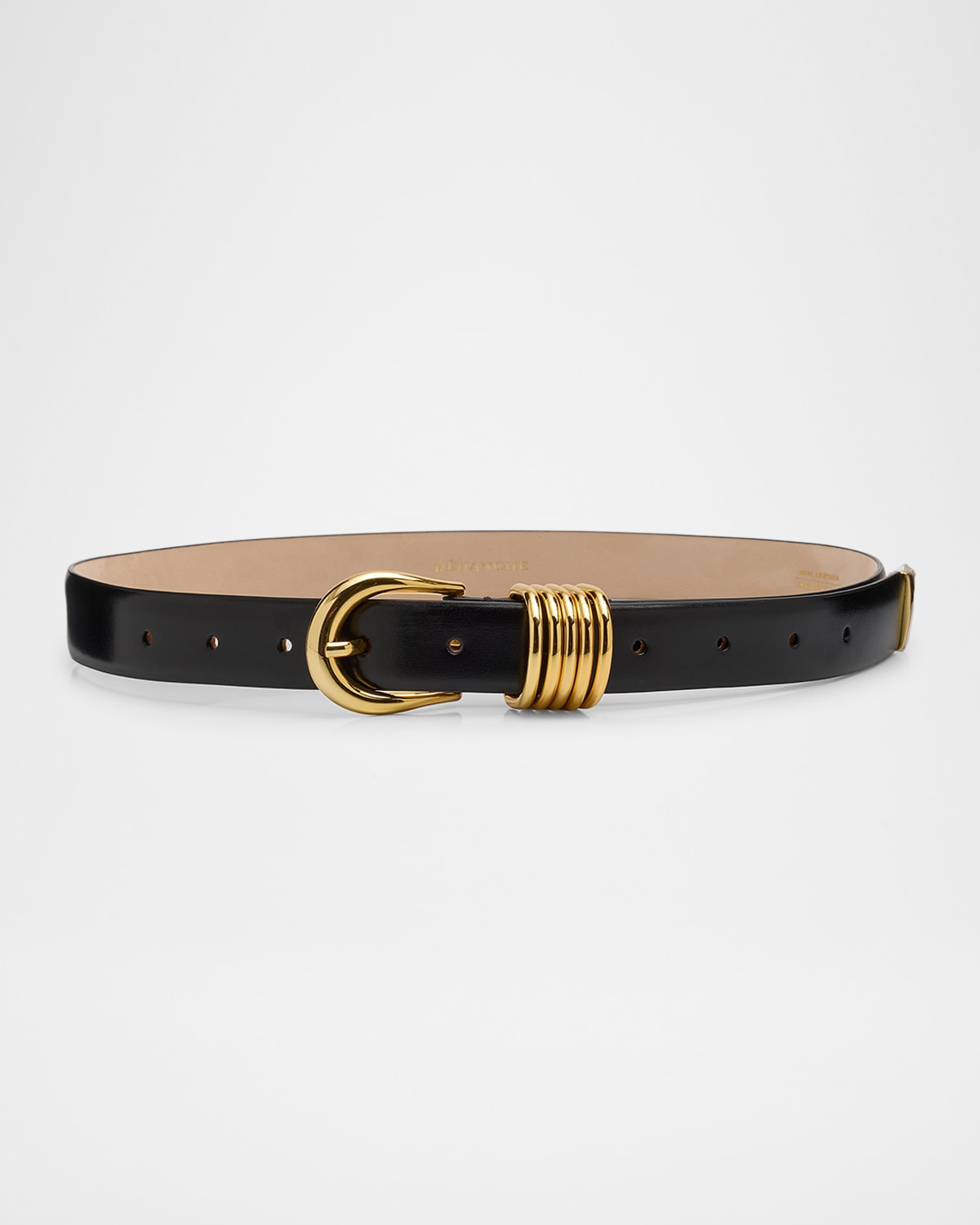 Dehanche Hollyhock Triple Wrap Calf Leather Medium Belt In Black Gold