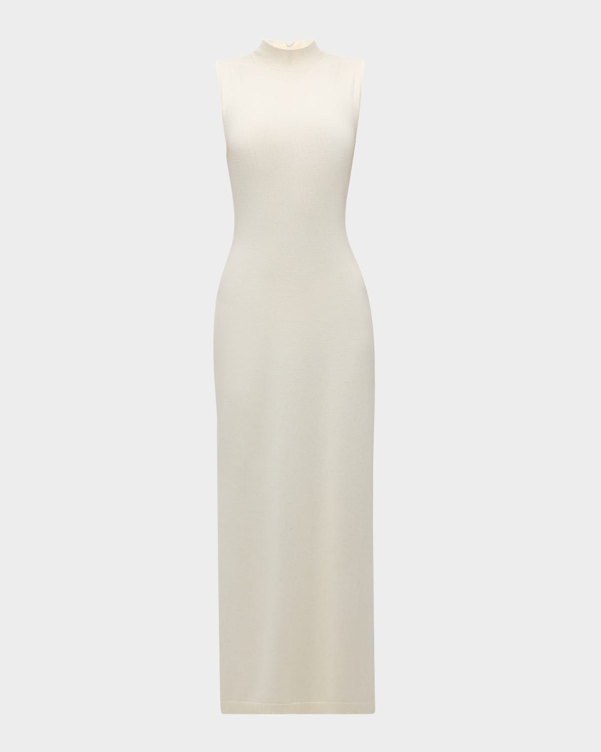 Mock-Neck Embellished Sleeveless Knit Maxi Dress