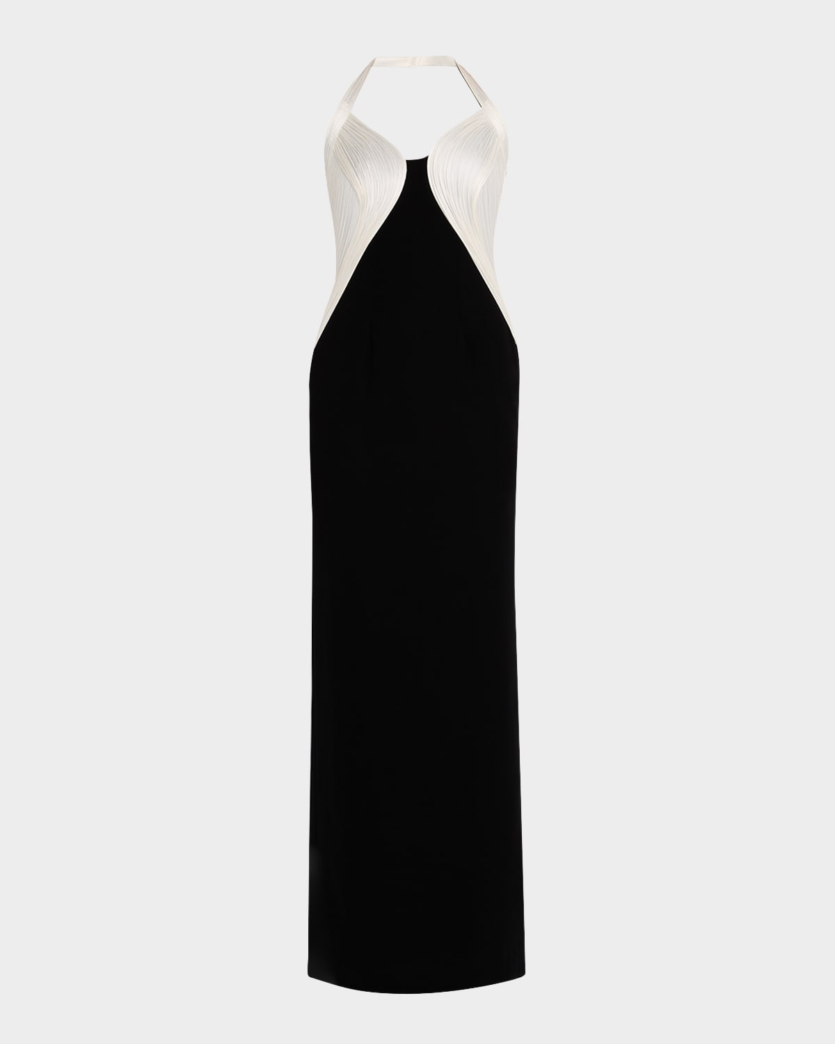 Monochromatic Armor Sculpted Halter Gown