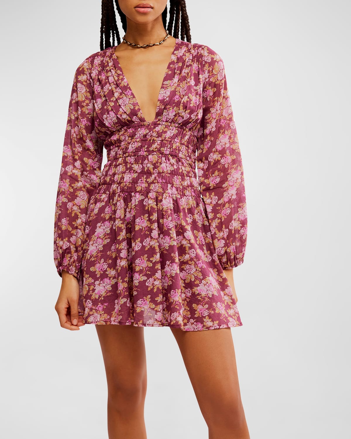 Shop Free People Keep You Cotton Mini Dress In Berry Combo