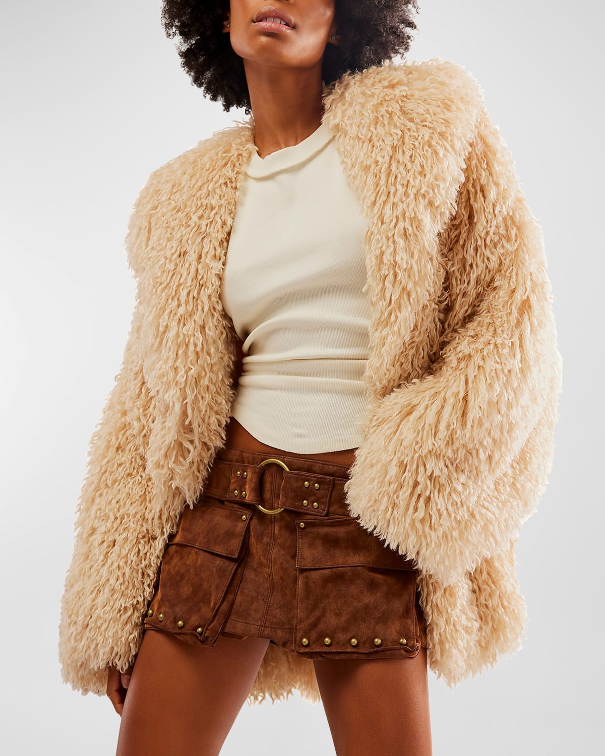 Shop Free People We The Free Micro Mini Vegan Suede Skort In Shaved Chocolate
