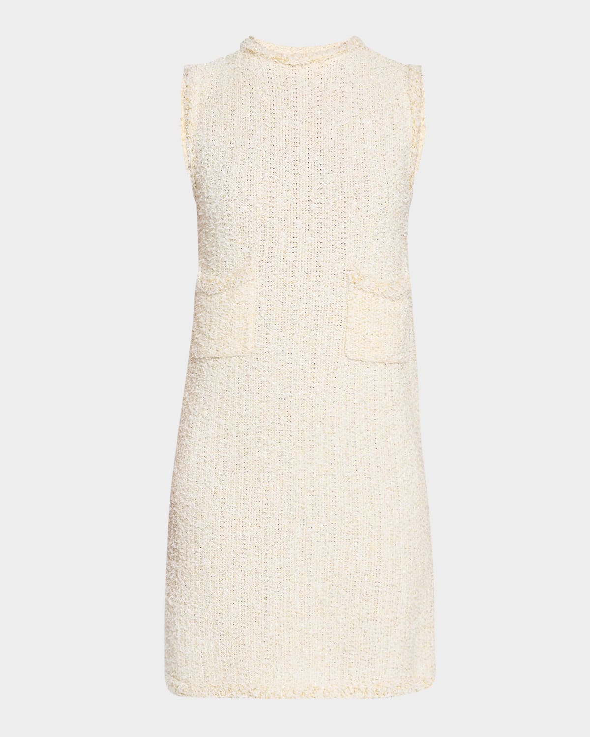 Shop Fabiana Filippi Sleeveless Sequin Tweed Mini Dress In Biancocitrino