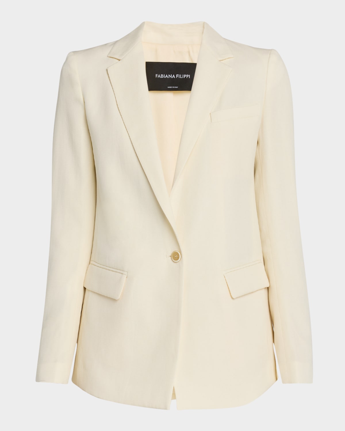 FABIANA FILIPPI WOOL LINEN HOPSACK ONE-BUTTON BLAZER 
