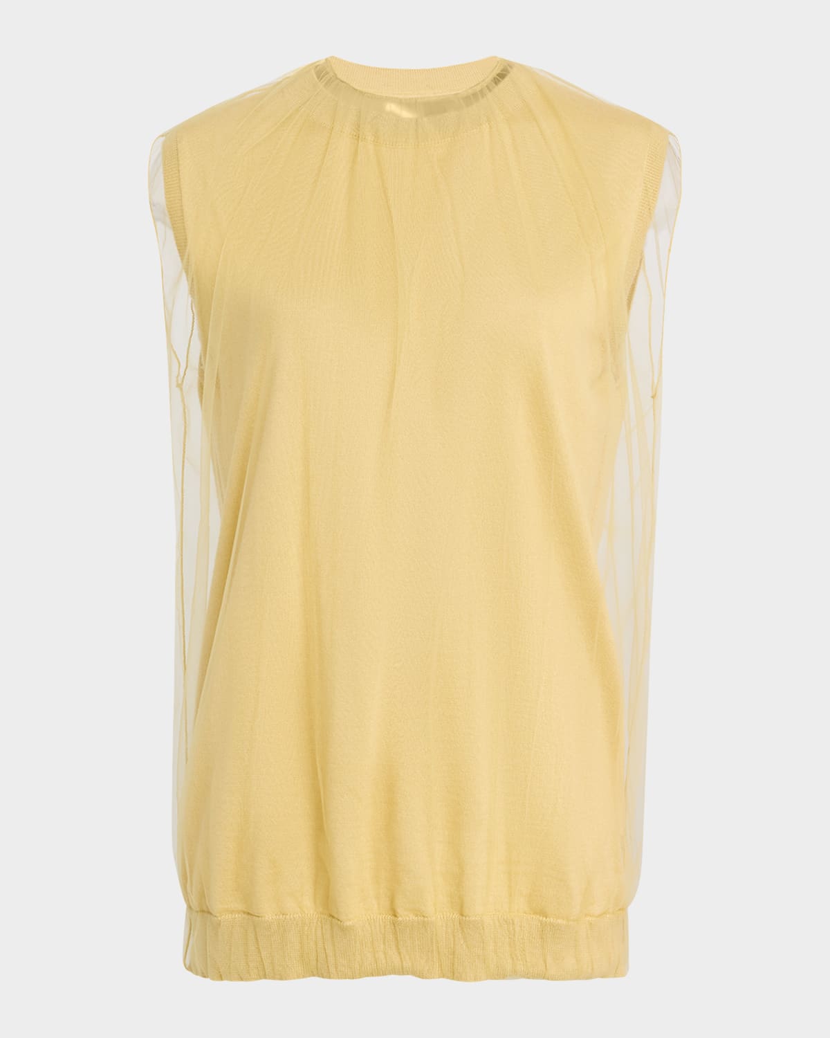 Fabiana Filippi Knit Tulle-layered Tank Top In Oro