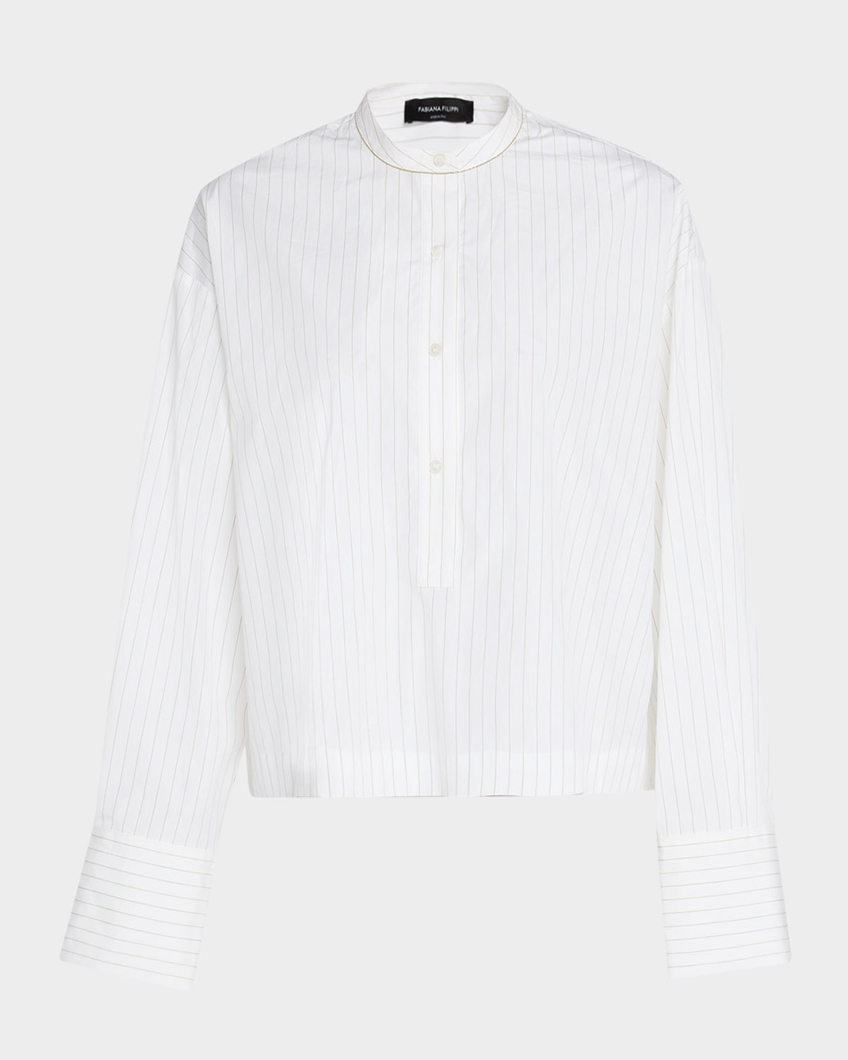 Fabiana Filippi Striped Cotton Poplin Shirt In Bianco Otticoaloe