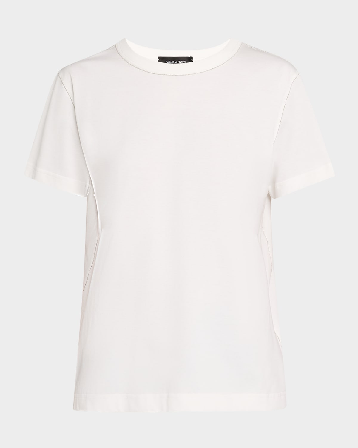 Shop Fabiana Filippi Chain-trim Crewneck Cotton T-shirt In Bianco
