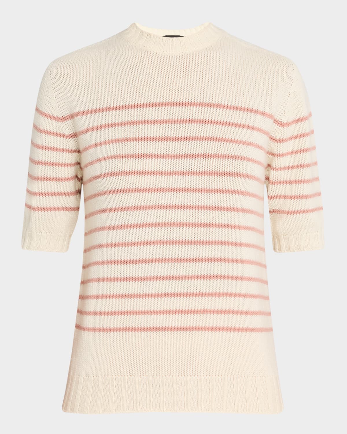 Fabiana Filippi Striped Mock-neck Cashmere Sweater In Fard