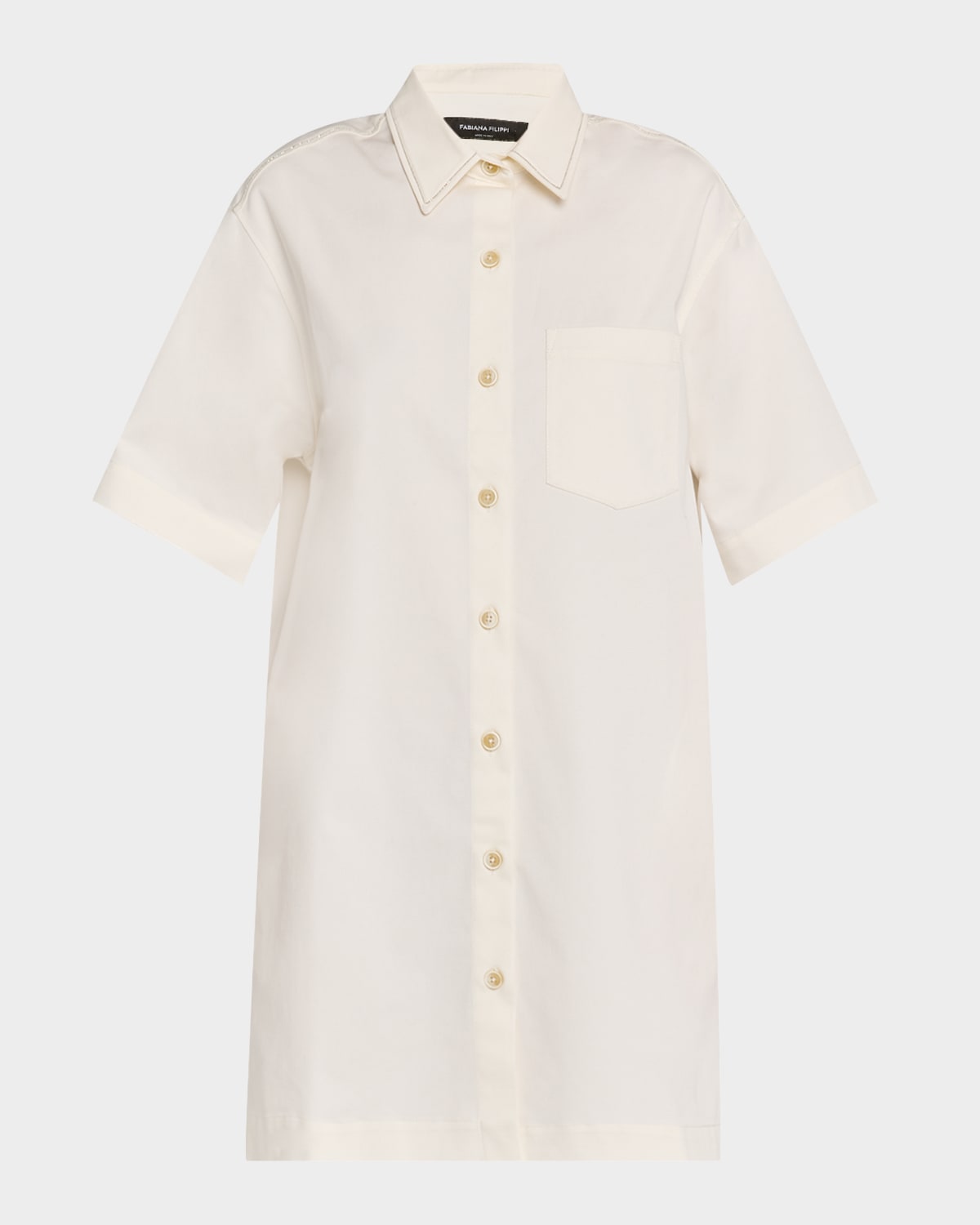 Fabiana Filippi Chain-trim Cotton Gabardine Shirtdress In Bianco