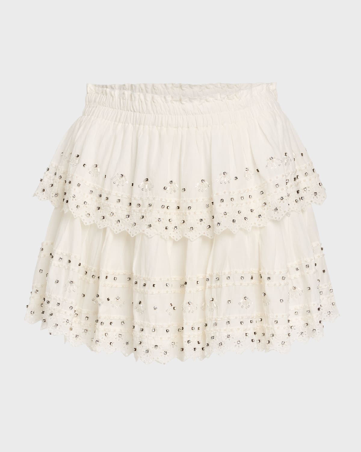 Embellished Ruffle Mini Skirt