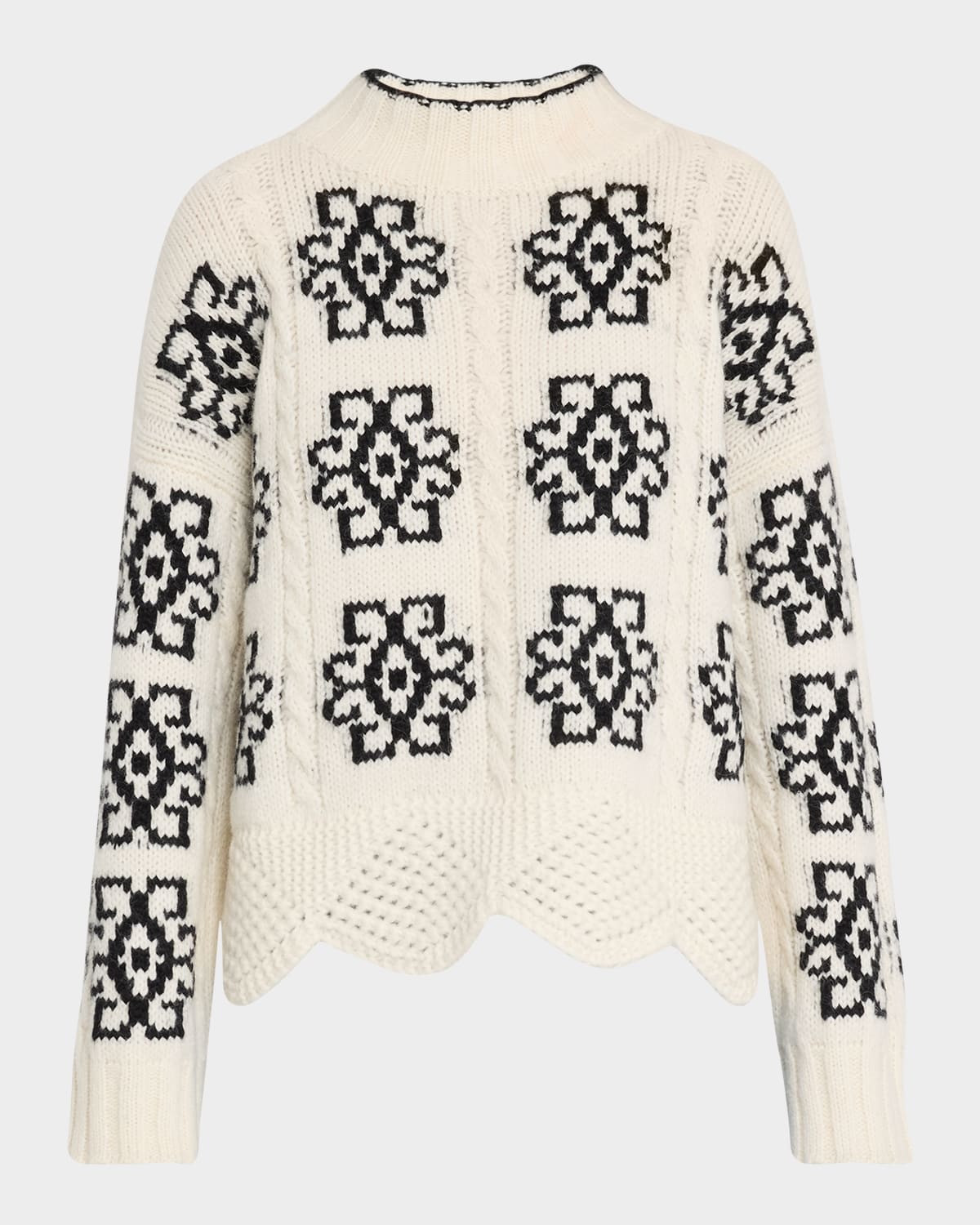 Sienna Cable-Knit Intarsia Sweater
