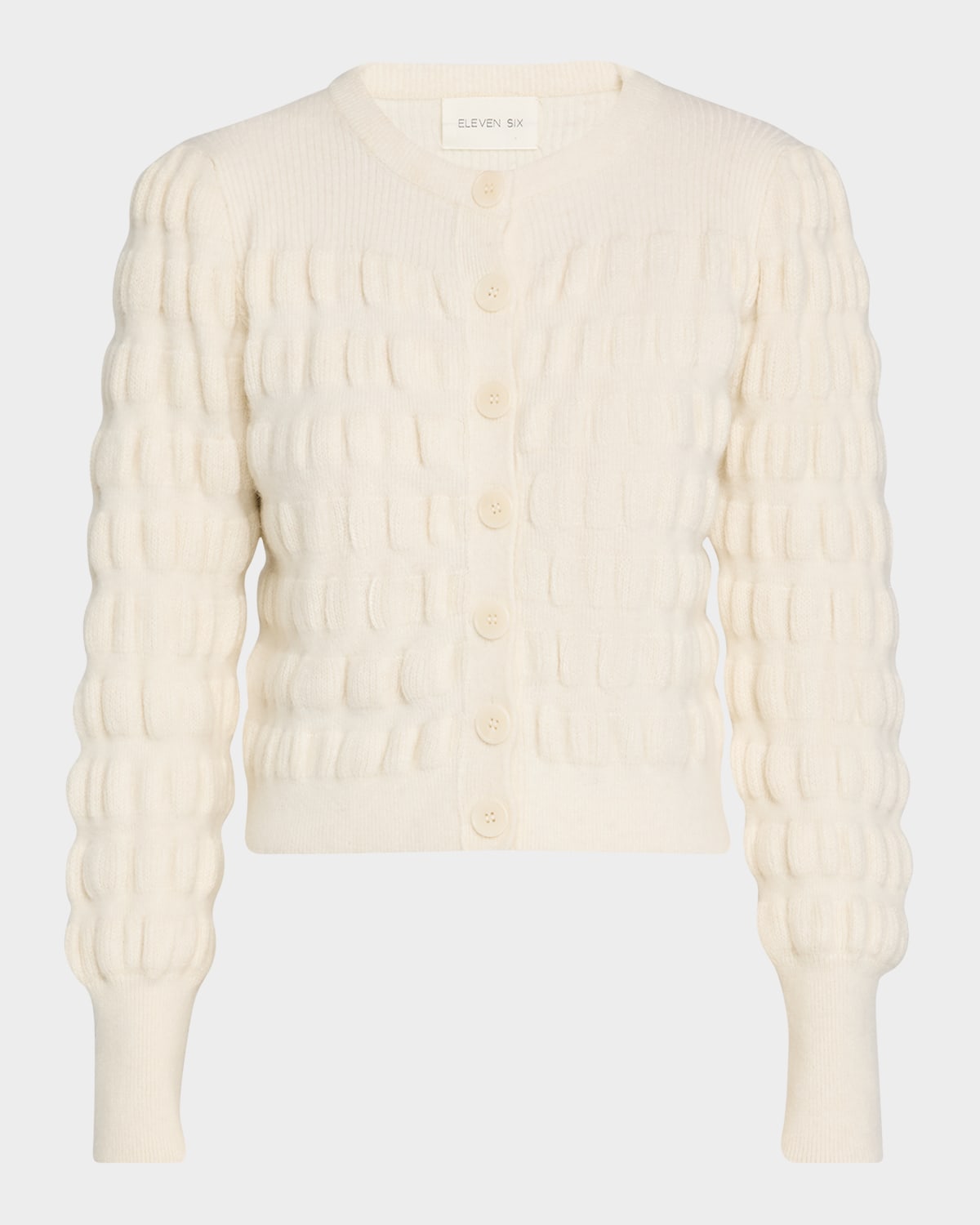 Anna Button-Down Puffy Knit Cardigan