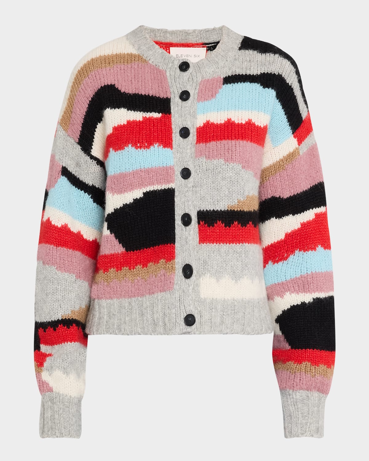 Zaria Button-Down Intarsia Cardigan