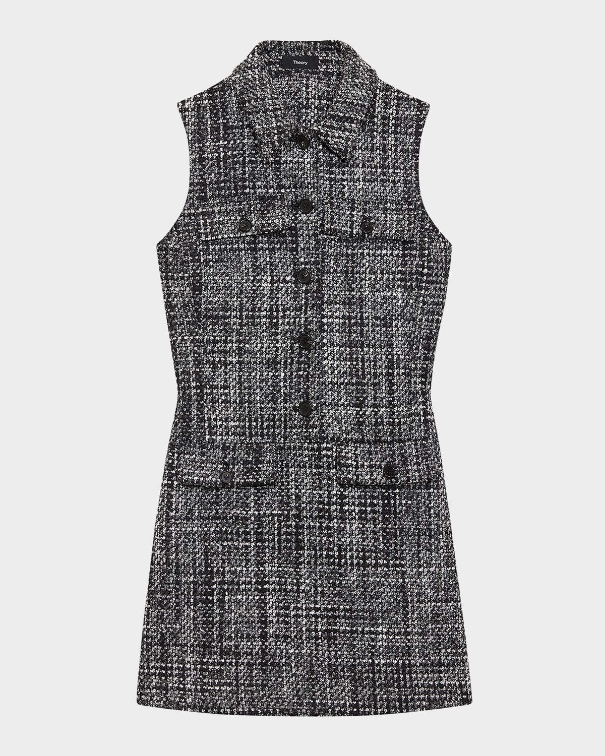 Theory Collared Mini Dress In Black Multi In Black Multi