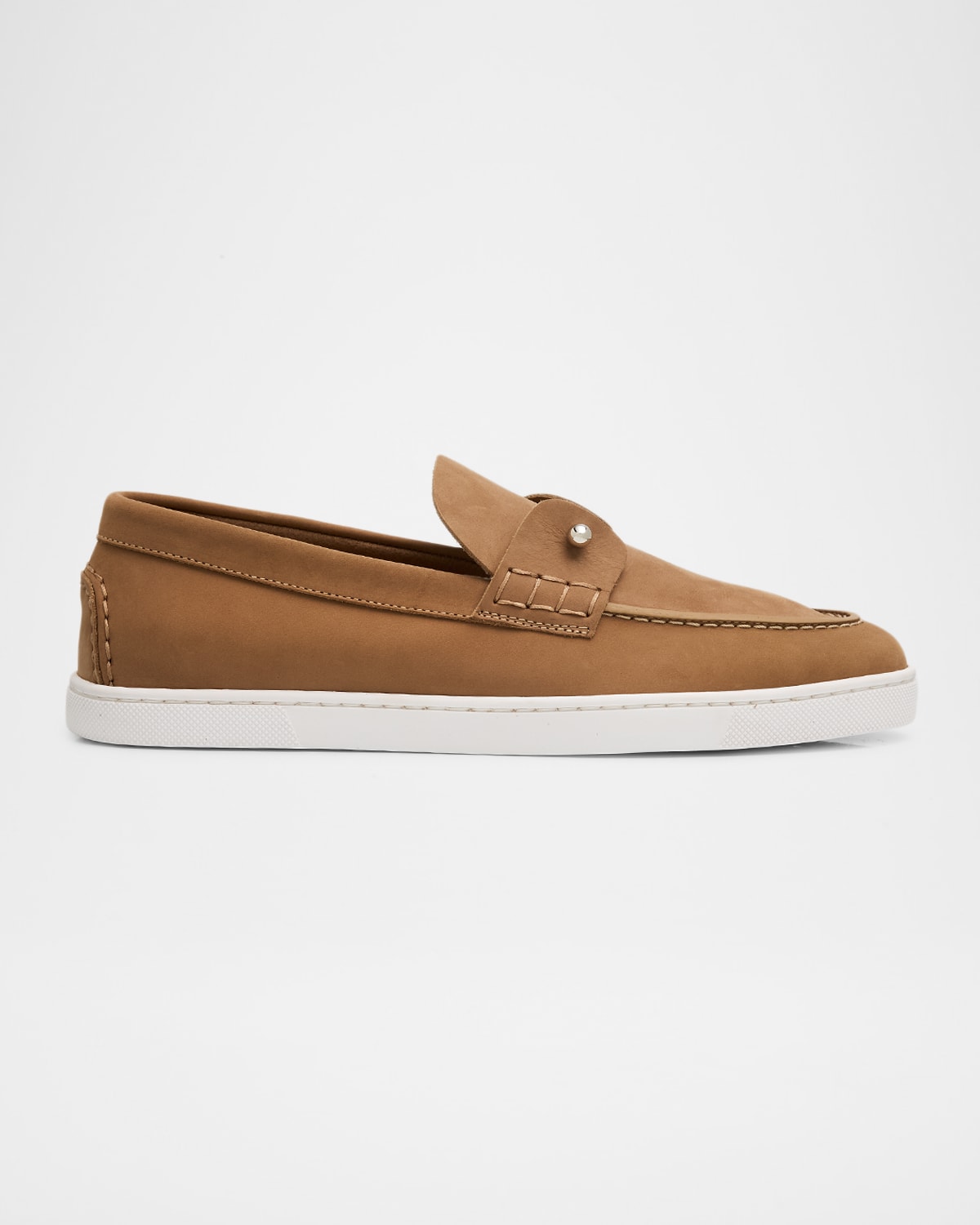 Christian Louboutin Chambeliboat Donna Nubuck Boat Shoes In Brown