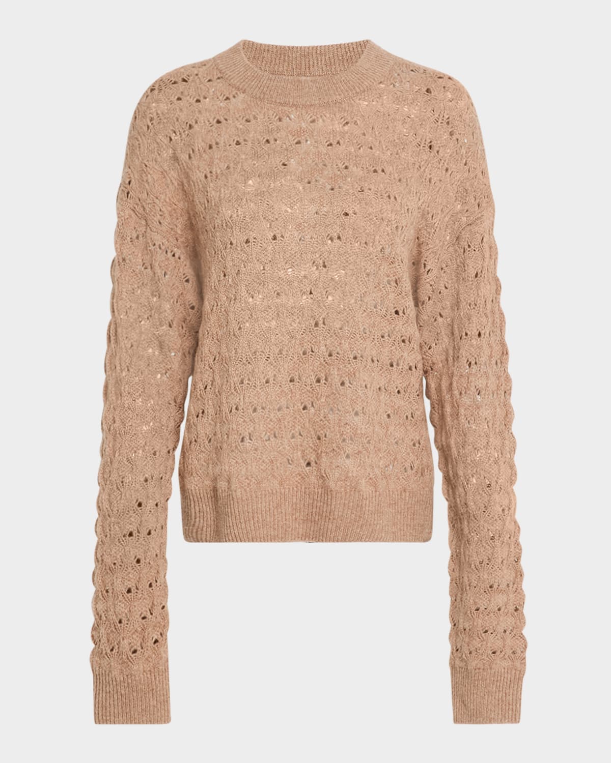 Naadam Crewneck Pointelle-knit Cashmere Sweater In Heathered Brown