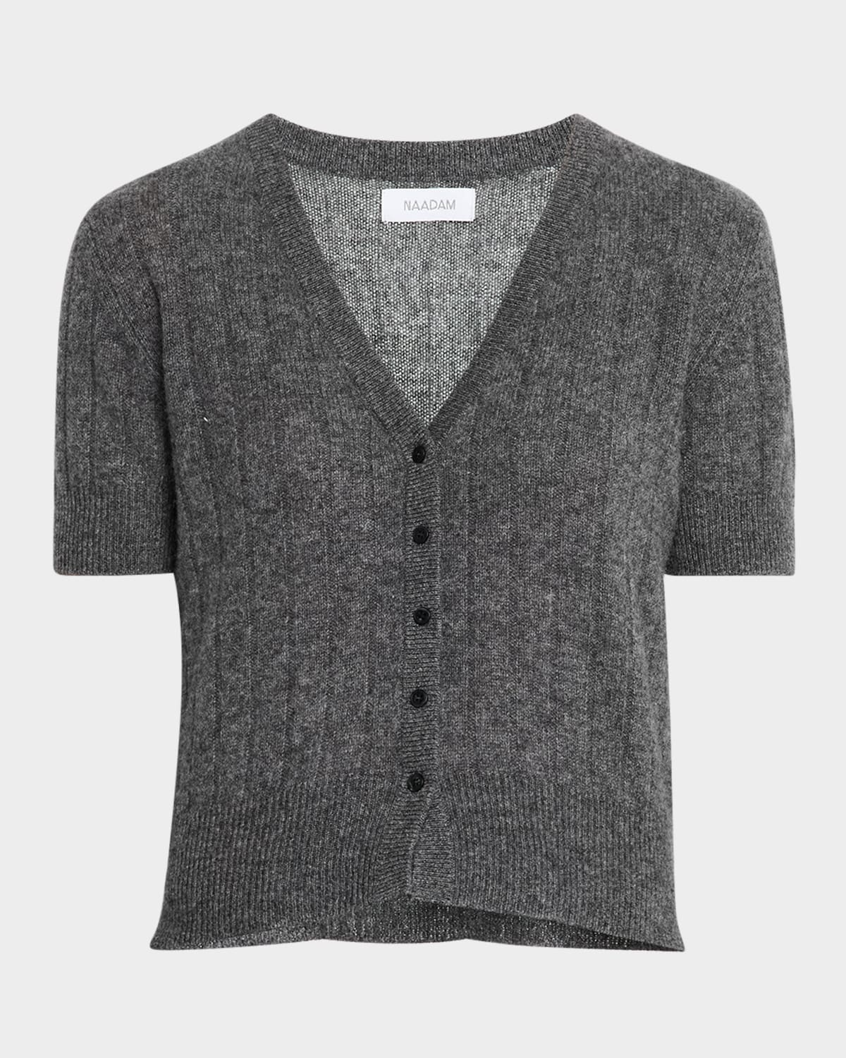 Naadam Ribbed Button-down Cashmere Cardigan In Granite
