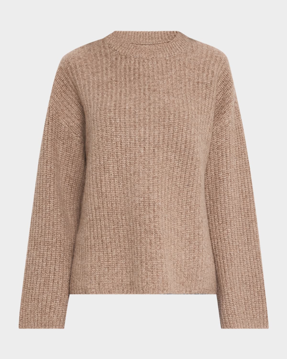 Naadam Crewneck Super Luxe Cashmere Fisherman Sweater In Heathered Brown